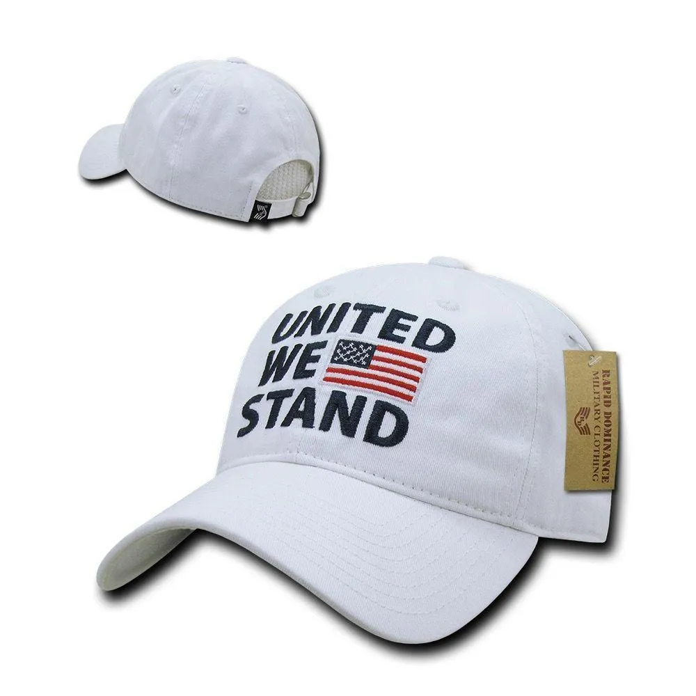 United We Stand USA American Flag Patriotic Baseball Dad Polo Cotton Caps Hats