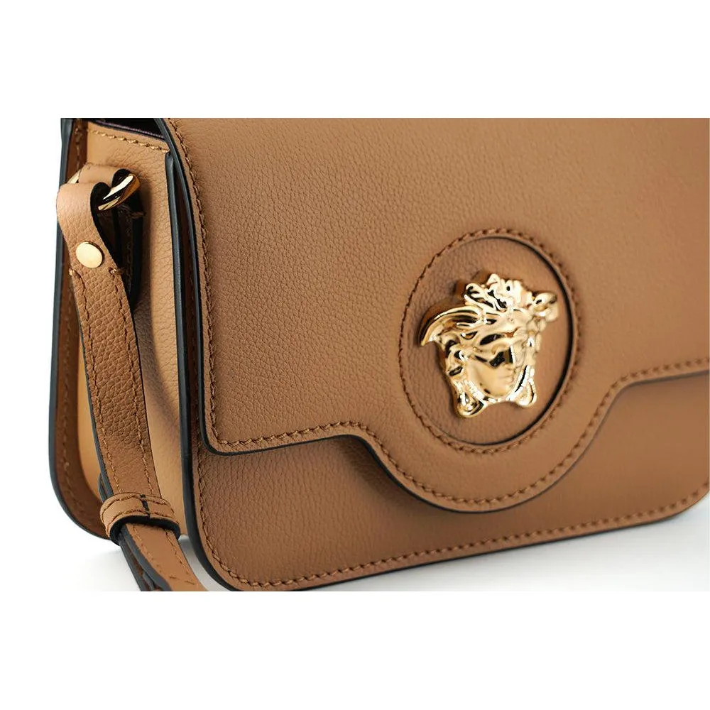 Versace Elegant Calf Leather Shoulder Bag in Brown