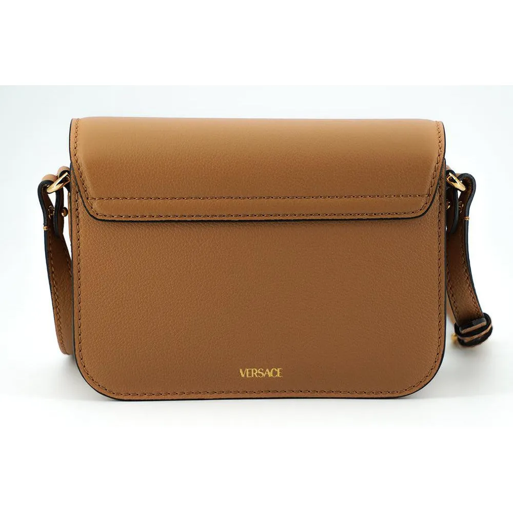 Versace Elegant Calf Leather Shoulder Bag in Brown