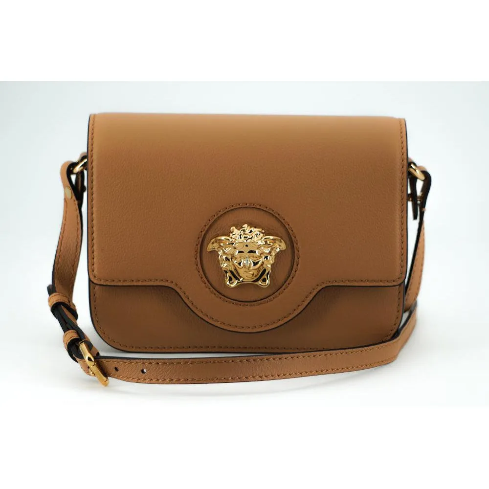 Versace Elegant Calf Leather Shoulder Bag in Brown