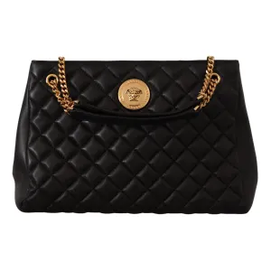 Versace Elegant Large Black Nappa Leather Tote