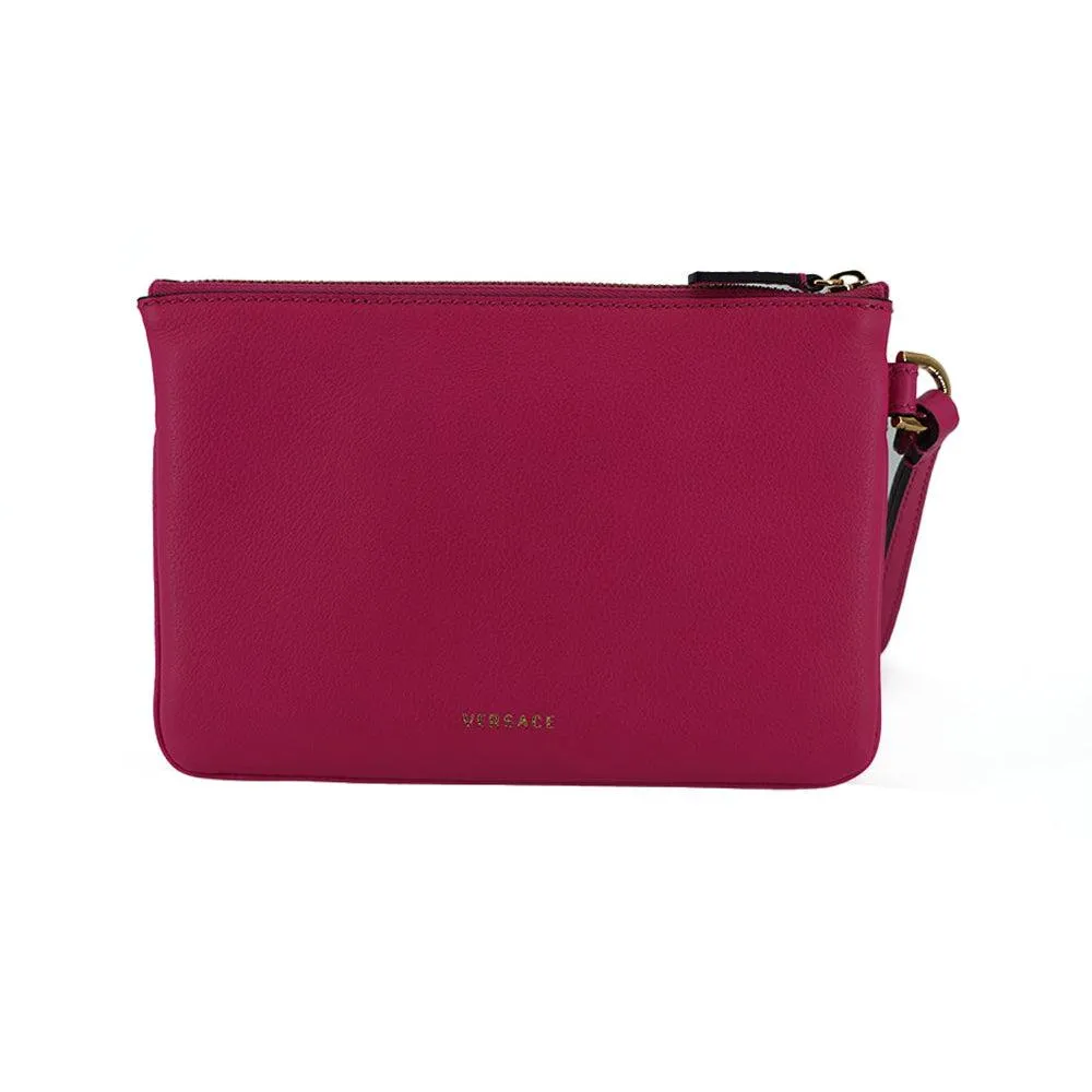 Versace Elegant Pink Leather Pouch Clutch