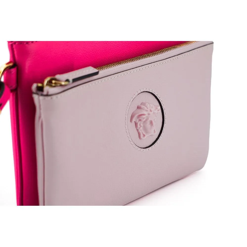 Versace Elegant Pink Leather Pouch Clutch