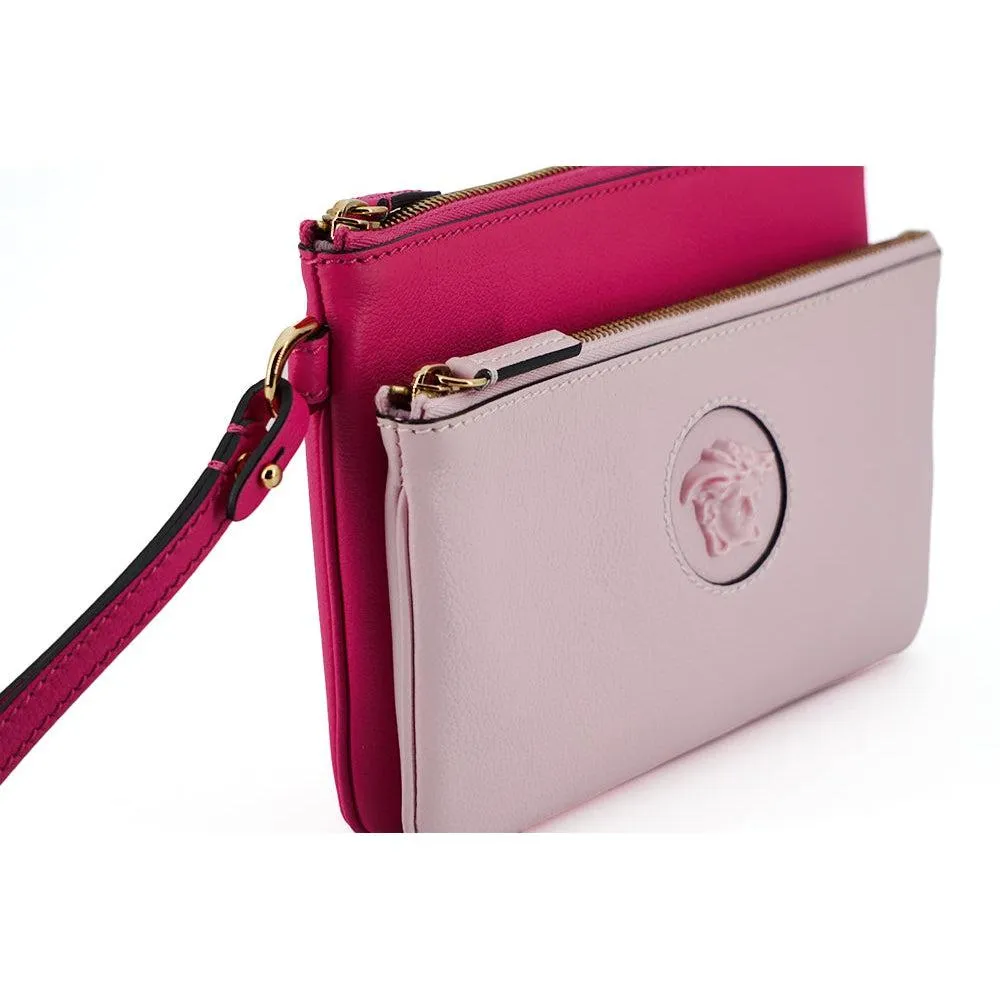 Versace Elegant Pink Leather Pouch Clutch