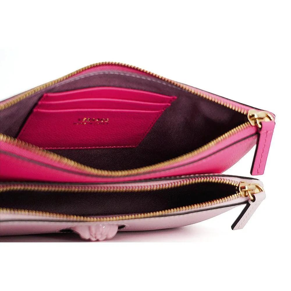 Versace Elegant Pink Leather Pouch Clutch