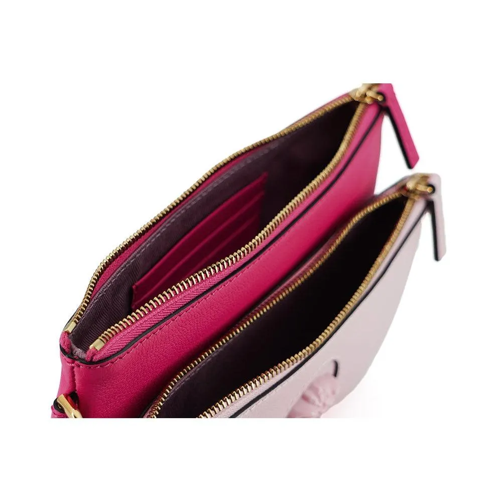 Versace Elegant Pink Leather Pouch Clutch