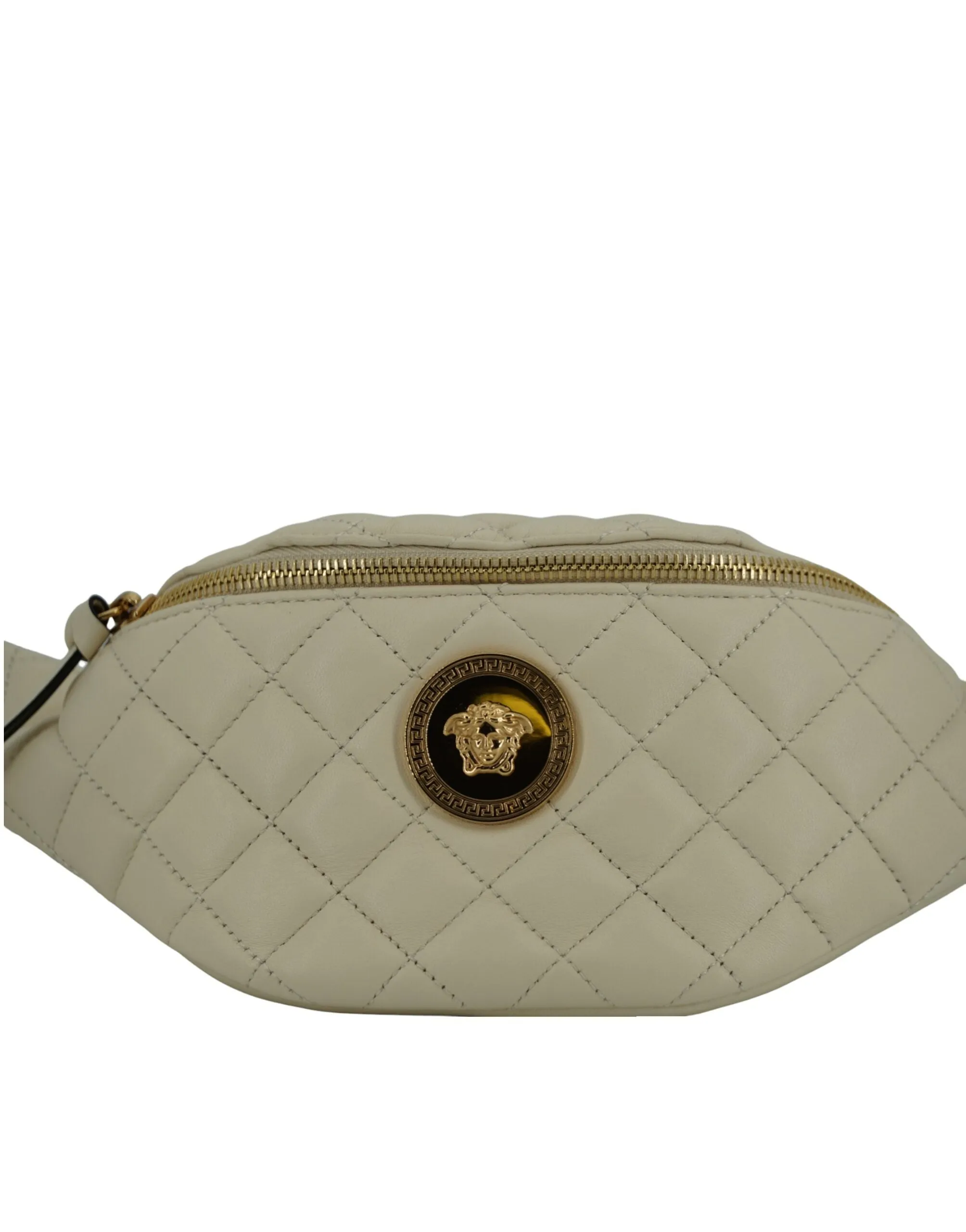 Versace Elegant White Lamb Leather Belt Bag