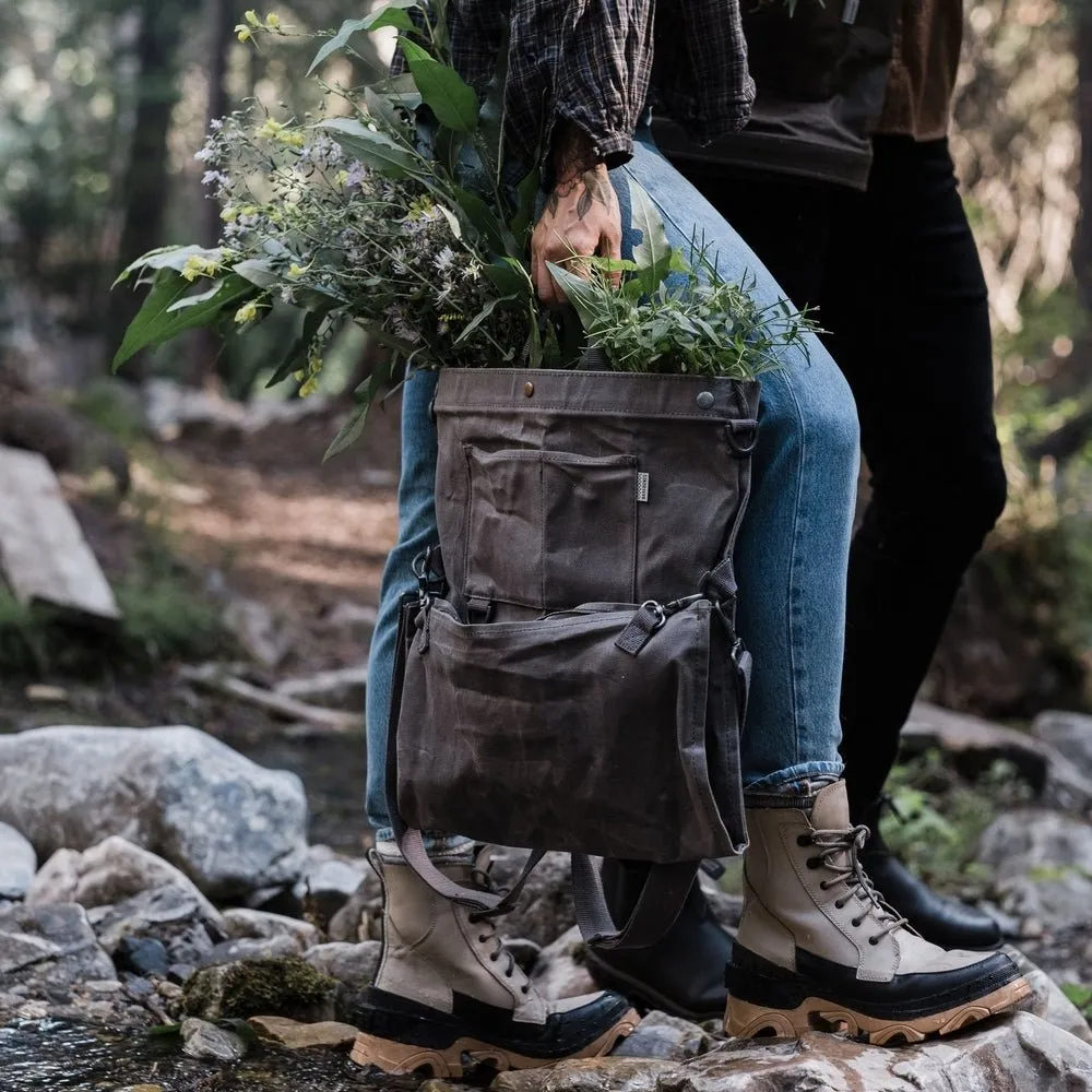 Waxed Canvas Gathering Bag - Slate Grey