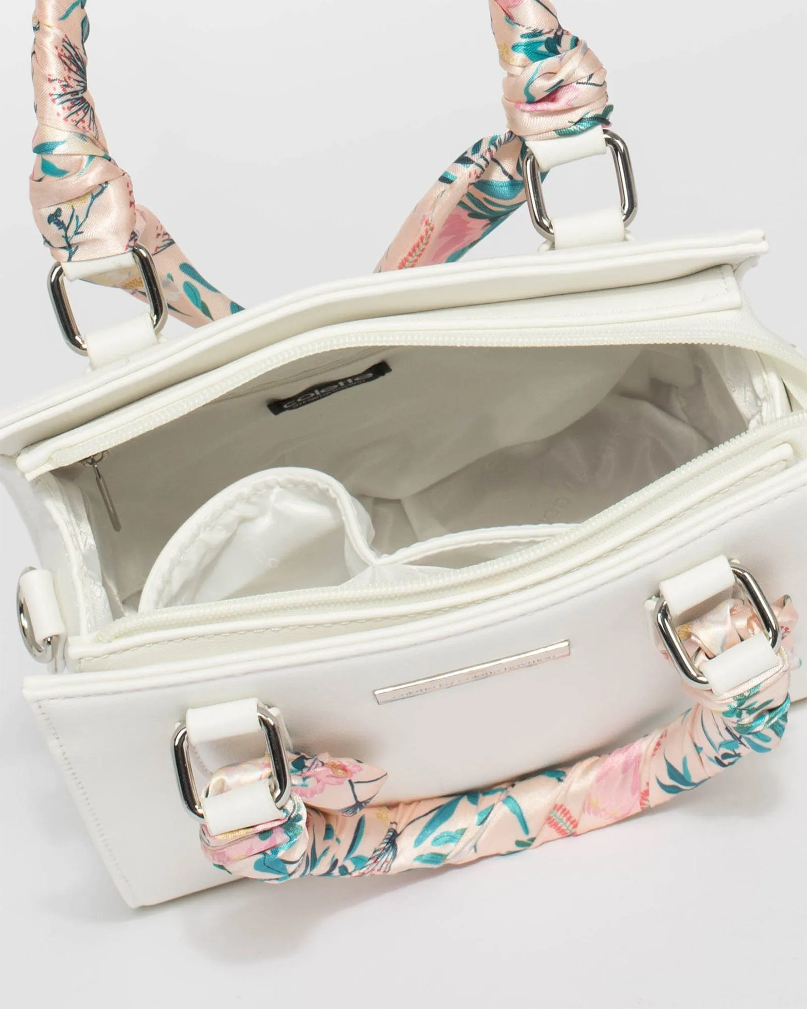 White Sia Scarf Mini Tote Bag