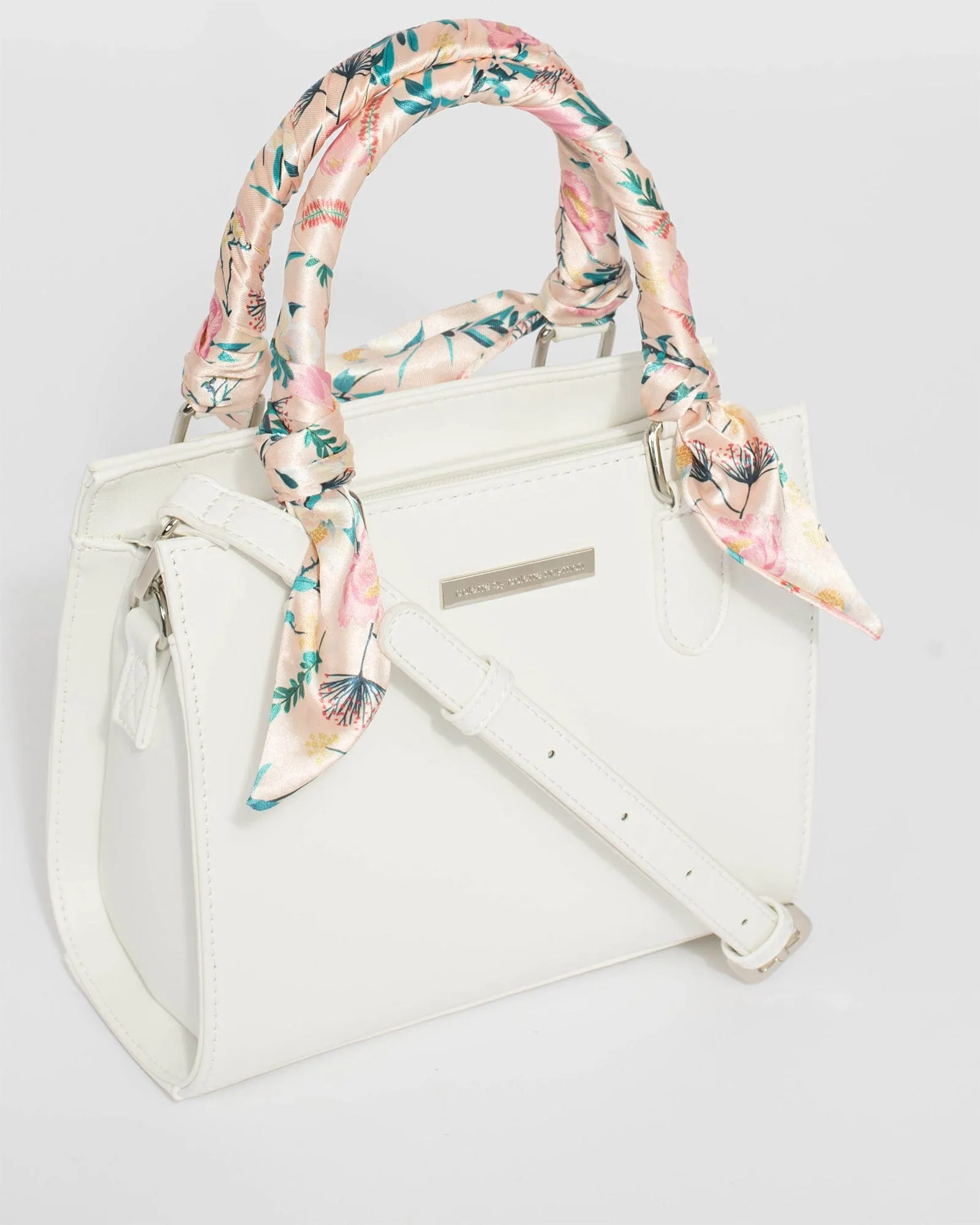 White Sia Scarf Mini Tote Bag