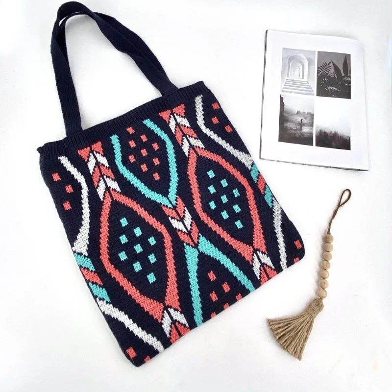 Women Crochet Woolen Tote Bags