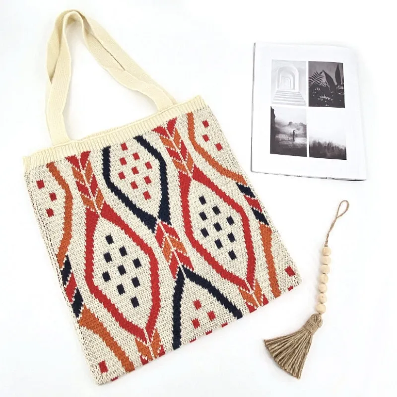 Women Crochet Woolen Tote Bags