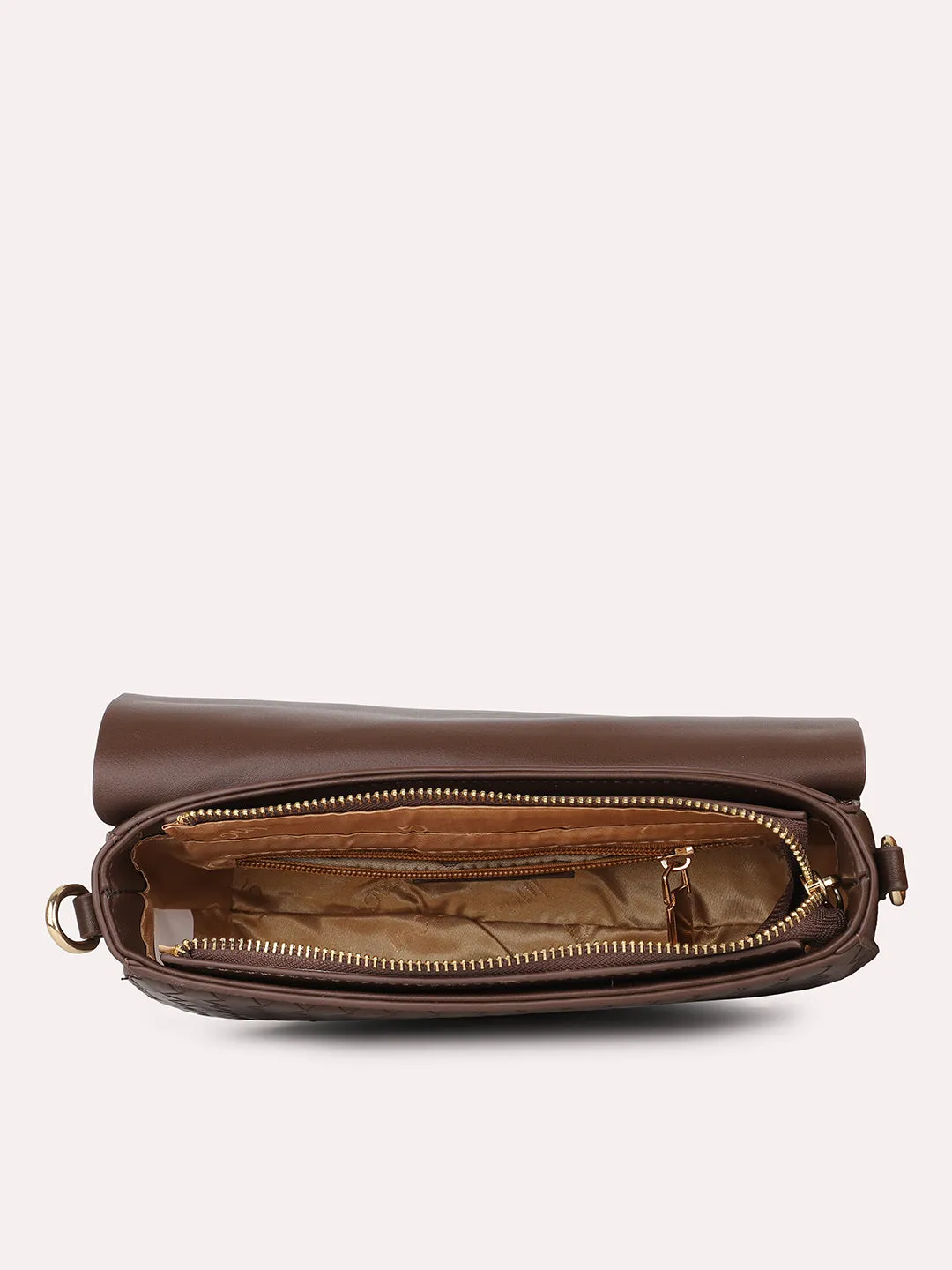 Women Dark Brown Structured Sling Bag